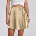 thumbnail image 2 of EDFBUYKRS Female Skirts Plus Size Skirts for Women Formal Women Satin High Waist Lace up A Line Short Skirt Solid Color Skirt, 2 of 7