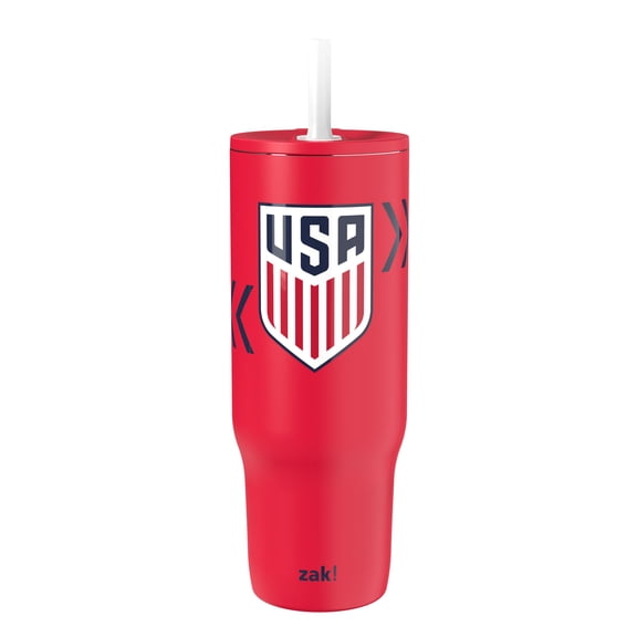 Zak Designs 30oz US Soccer Double Wall Stainless Steel Sutton Slim Tumbler - Red