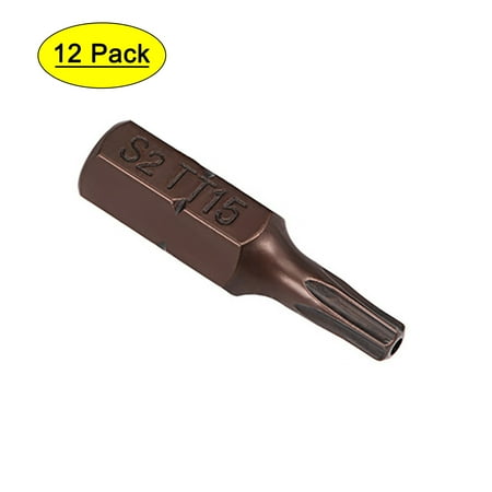 

12pcs 25mm 1/4 Hex Shank T15 Security Torx Screwdriver Bits S2 Alloy Steel