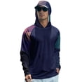 thumbnail image 2 of Men's UPF 50+ Sun Protection Hooded Shirt with Integrated Face Cover Long Sleeve Lightweight Rash Guard Shirts for Fishing Hiking Camping Or Outdoor Sports Sky Blue XL, 2 of 5