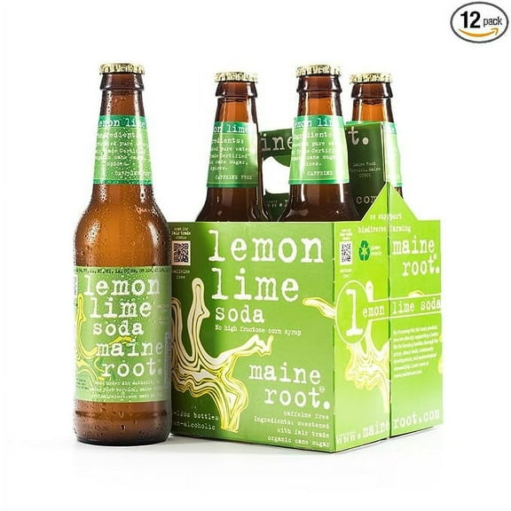 Maine Root Hand Crafted Lemon Lime Soda, 12 fl oz (12 Glass Bottles)