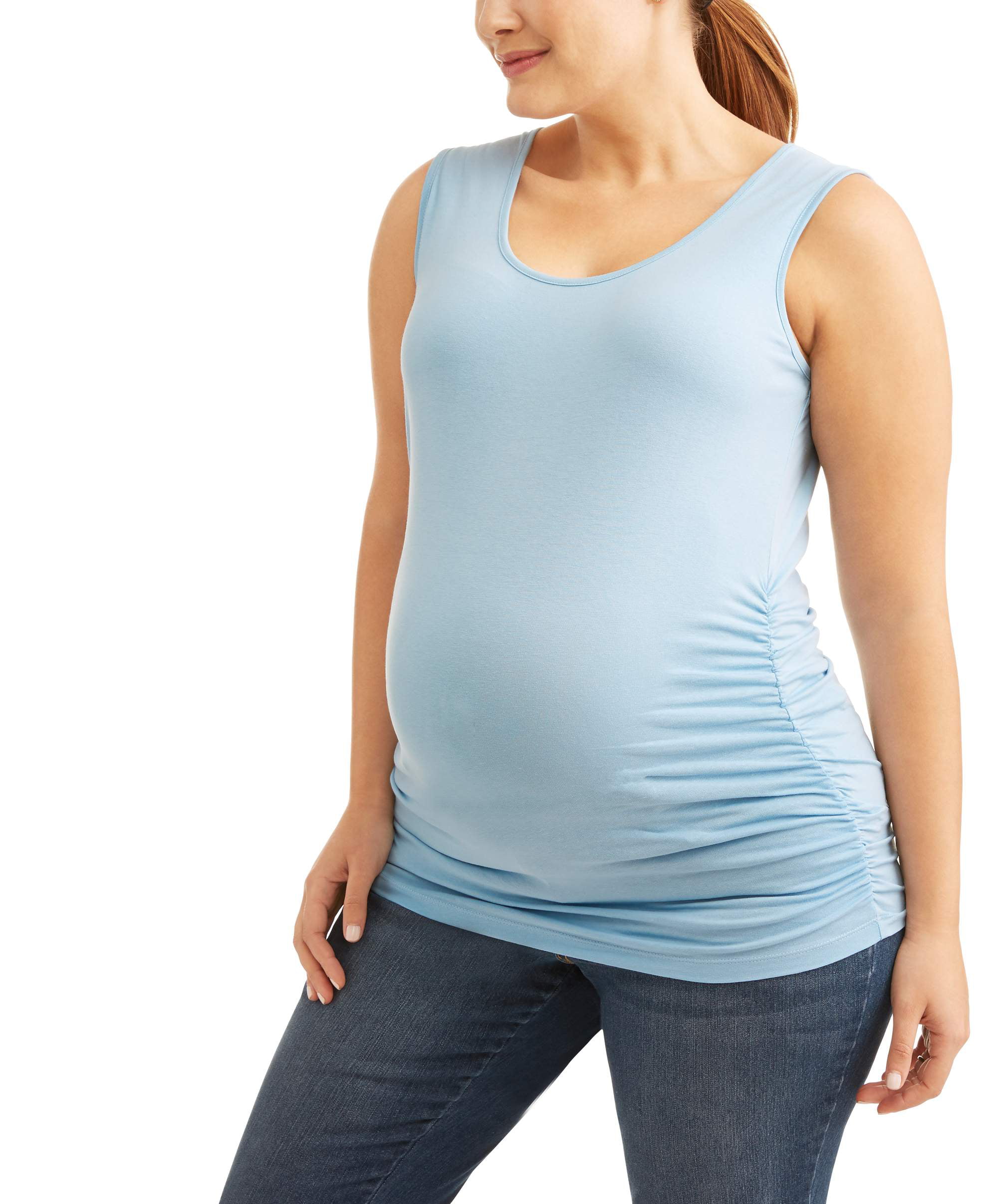 Joymom Women's Maternity Tank Tops Sleeveless Side Ruched Pregnancy Shirts 