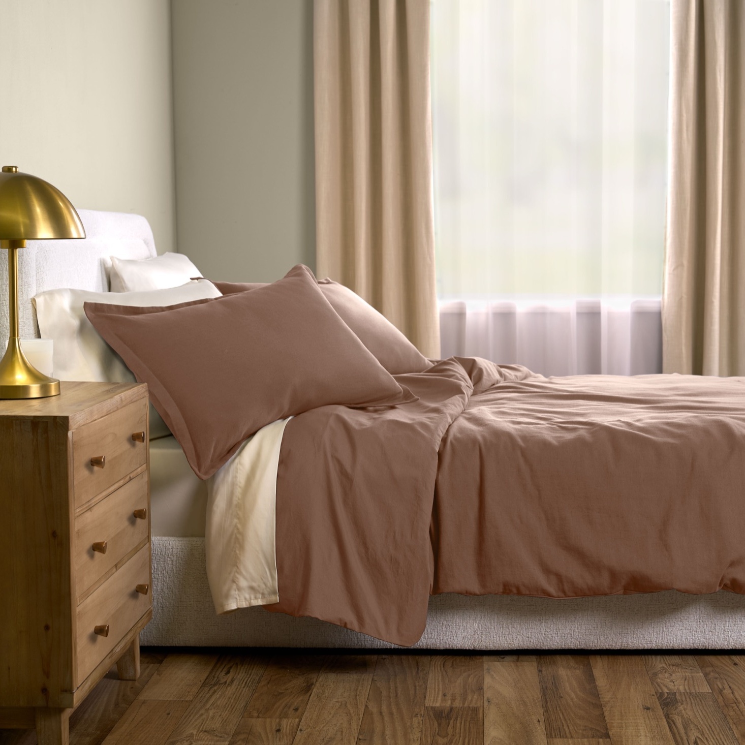 Allswell Cotton Linen Duvet Cover Set, King/Cal King, Taupe photo 6