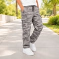 thumbnail image 2 of JAJAHO Kids Boys Cargo Jogger Pants With Multi Pockets Camouflage Casual Drawstring Loose Straight Leg Pants 5-16Y, 2 of 5