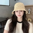thumbnail image 2 of EFINNY Women's Bucket Hat Hollow Out Fisherman Hat Lace Basin Hat Summer Grass Weaving Breathable Stripes Hat, 2 of 2