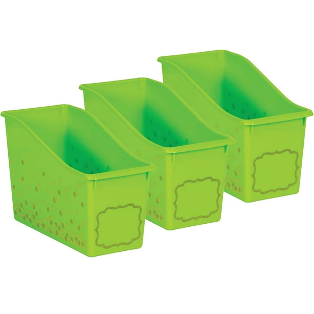 Teacher Created Resources Lime Confetti Plastic Book Bin, Pack Of 3...