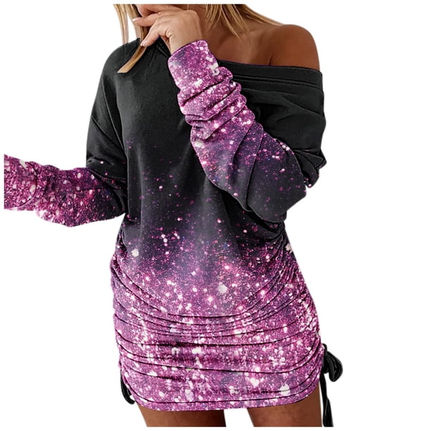 Vestido para mujer Casual de manga larga con cuello en O camiseta Mini vestidos de columpio de manga larga con volantes en niveles Casual fiesta otoño negro Midi vestido Fridja NMB815