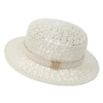 thumbnail image 2 of UTSJKR Womens Hollow Woven Short Brim Fedora Hat with Buckle Belt Trim for Summer Seaside Trip Farmers Market Walk Patio Brunch Packable Anti-UV Vacation Headwear White, 2 of 8
