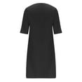 thumbnail image 5 of RYDCOT Cotton and Linen Dresses for Women Casual Midi Dress Trendy Elegant Plain Beach Dress V-Neck Half Sleeved Solid Shirts Dress on Clearance Black, 5 of 6