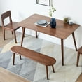 thumbnail image 5 of Dining Bench Solid Oak Wood Entryway Bench 47.24 inch Bed Bench for Entryway, Bedroom, Living Room, Kitchen Room, Walnut, 5 of 7