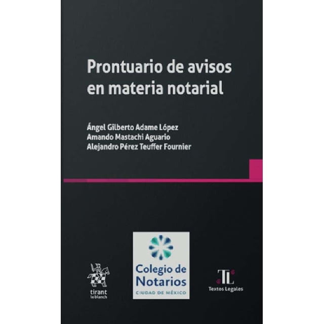 PRONTUARIO DE AVISOS EN MATERIA NOTARIAL TIRANT LO BLANCH Pasta Blanda