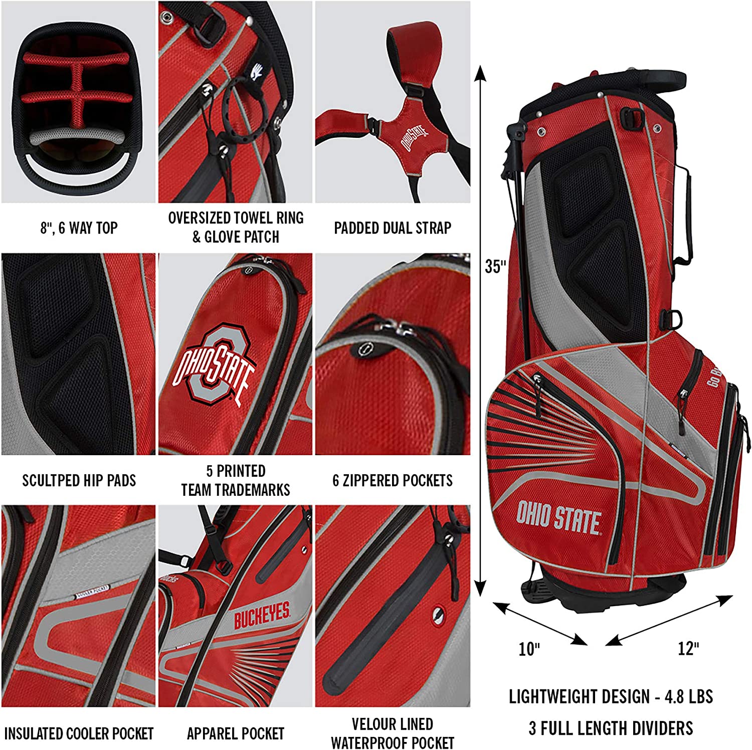 NEW Team Effort Golf Caddie Carry Stand Bag - NCAA Notre Dame Fighting Irish