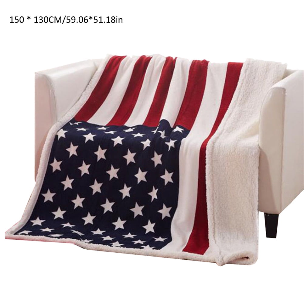 Printed US Flag Blanket Thick Velvet 3D Digital American National Flag