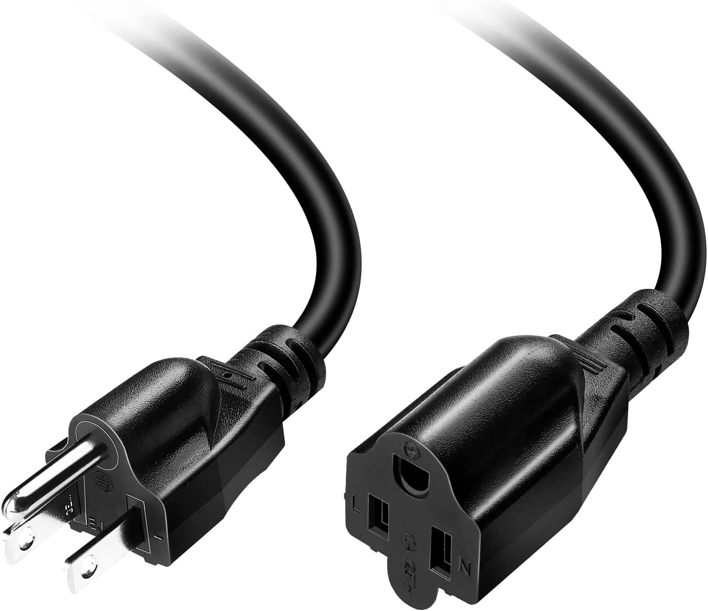 Short Power Extension Cord Outlet Saver. 15 Amp to 20 Amp Plug Adapter