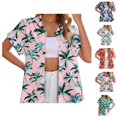 thumbnail image 1 of Beach Womens T Shirts 2026 Summer Fashionable Short Sleeve Button Down Lapel Collared Tropical Shirt Vacation Tees, 1 of 8
