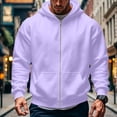 thumbnail image 3 of IAJDKMEK Zip Up Hoodie for Men - Solid Casual Winter Jacket with Soft Interior, Ribbed Cuffs, Great for School, Light Sports, and Everyday Casual Outfits,Purple L, 3 of 4