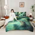thumbnail image 4 of Manfei Animal Dragon 3 Pieces Queen Comforter Set,Animal Otter Ultra Soft Bedding Sets,Green Grey Bedding Comforter Set,Ultra Soft Wildlife Home Decor,Reversible, 4 of 8