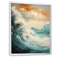 thumbnail image 2 of Designart "Contemporary Blue And Gold Waves By The Coast" Coastal Ocean Floater Framed Canvas Prints, 2 of 5
