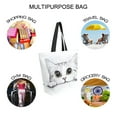 thumbnail image 7 of FORMRS Womens Canvas Tote Bag with Zipper Inner Pocket Shoulder Handbag, White Cat, 7 of 7