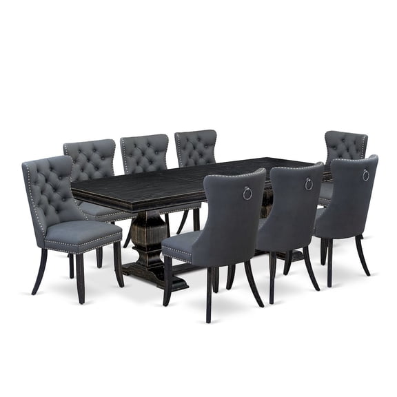 Luxe by East West Furniture 9 Pieces Dining Table Set a Rectangle Table and 8 Dining Chairs