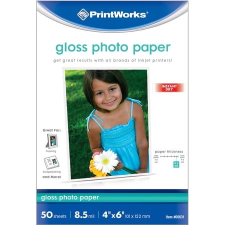 PrintWorks Glossy Photo Paper 4x6 50 Count High-Quality Vibrant Prints