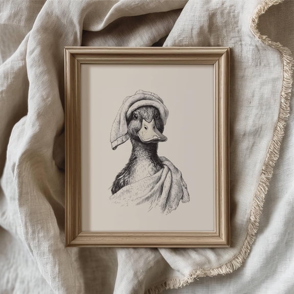 Duck Art Print Bathroom Wall Art Duck Poster Quirky Bathroom Decor Boy And Girl Apartment Decor UNFRAMED Poster, Wall Art for Decor, Present, 8x12
