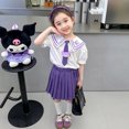 thumbnail image 2 of Kid's Jk Shirt Pleated Skirt Bow Tie Anime Kuromi Sanrios Summer Lolita Girl Naval Style Sweet Princess Dress Fashion Kawaii, 2 of 5