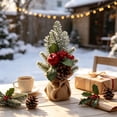 thumbnail image 3 of Mini Artificial Tabletop Christmas Plant Ornament, Compact Holiday Centerpiece Decor, Tiny Faux Greenery Display for Mantel Shelf Coffee Table Indoor Winter Xmas Home Furnishing, 3 of 4