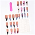 thumbnail image 2 of 24Pcs French Tips Press on Nails Long Almond Fake Nails 3D Star Colorful Strip Black Polka Dots False Nails Goth with Metal Rhinestone Design Glossy Glue on Nail Full Cover Acrylic Nail For Women, 2 of 7