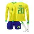 thumbnail image 1 of Surgei 2223 Brasil Camisetas de fútbol, Brasil Estadio de casa #20 Vinicius Junior Impreso Manga Corta Tops Calcetines Camisetas de fútbol de 3 piezas, Camisetas de fútbol de Brasil para adultos, L, 1 of 4