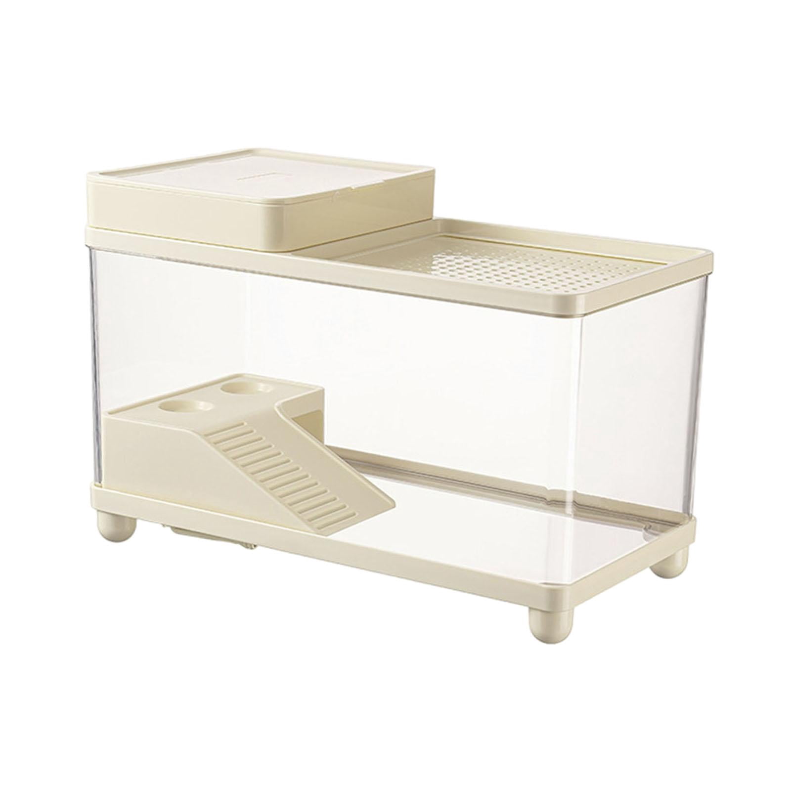 CarpNettore Large Turtle Tank Clear Terrarium Spacious Sturdy Turtle Habitat Reptile Habitat Beige