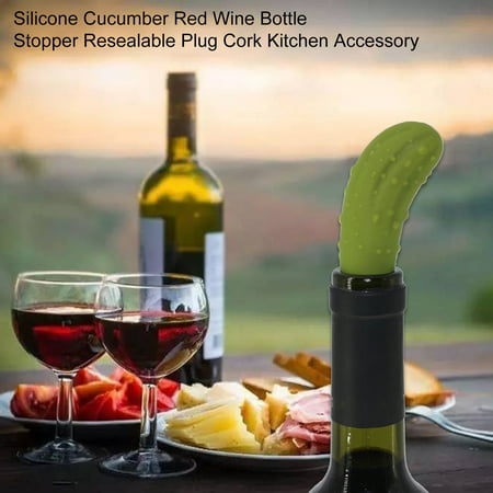 

Happydeer Silicone Cucumber Red Wine Bottle Stopper Resealable Plug Cork for Home(Pack of 10) Green 3.23 x 1.14