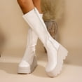 thumbnail image 5 of PiGOGI Women's Knee High Boots with Side Zipper Wedge Heel Winter Casual Boots for Women White 43, 5 of 6