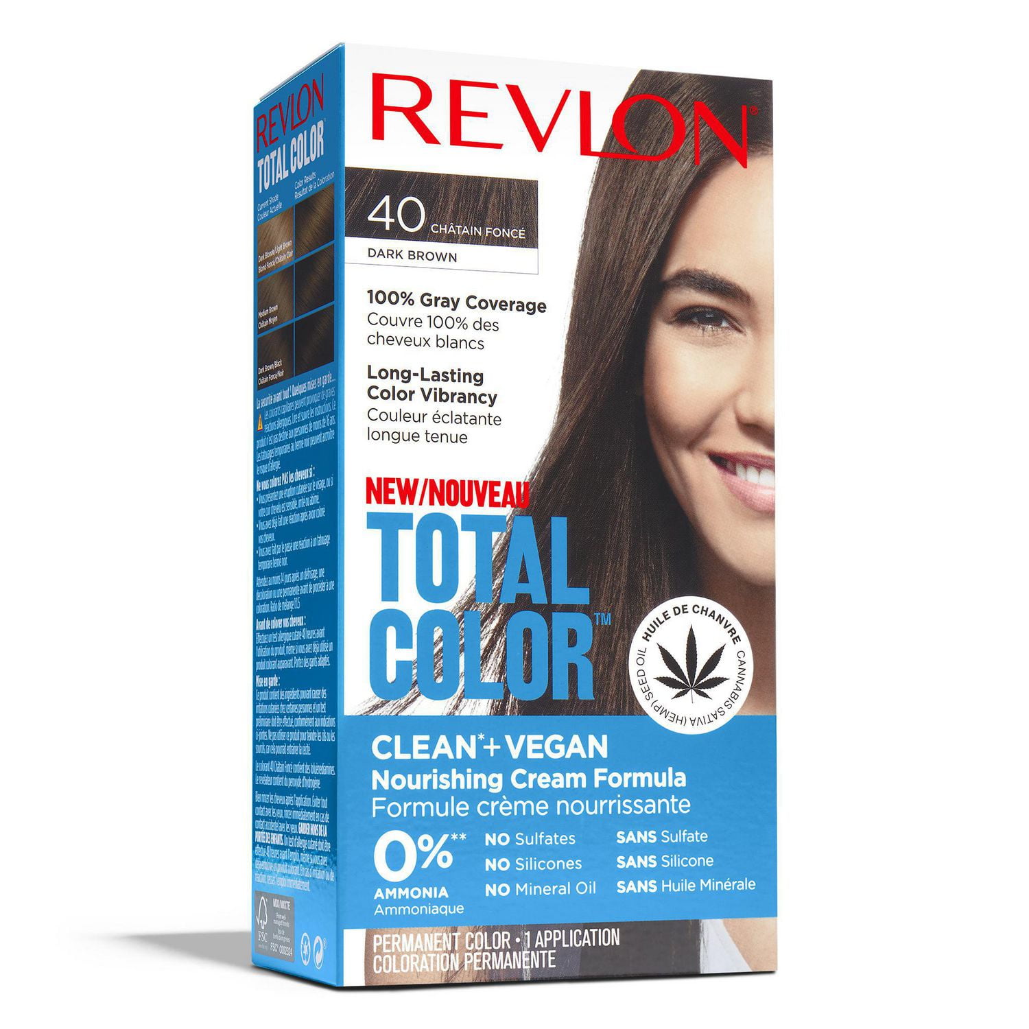 Revlon Total Color Hair Color, Clean and Vegan, 100% Gray Coverage Hair ...