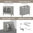 thumbnail image 3 of 36" Bathroom Vanity without Sink, Freestanding Bathroom Vanity Cabinet with 3 Drawer and 2 Doors, Single Basin Vanity Set for Bathroom, Cabinet Base Only, Grey, 3 of 7
