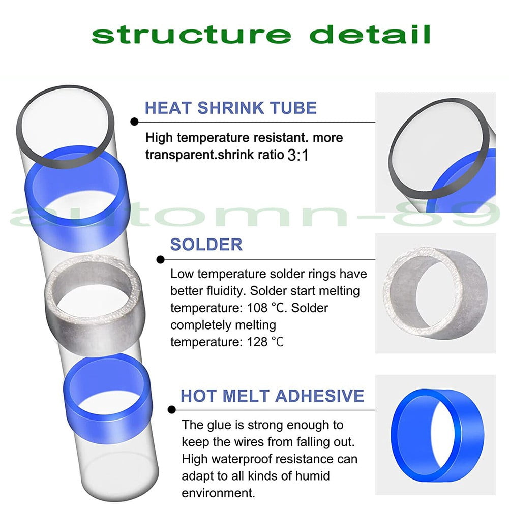 Butt Connector Kit Heat Shrink Wire Connectors Automotive Applications Easy To Operate Five Color Options Marine Applications