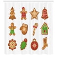 thumbnail image 3 of Ambesonne Gingerbread Man Shower Curtain, Various Cookies, 69"Wx84"L, Pale Brown Green Red, 3 of 3