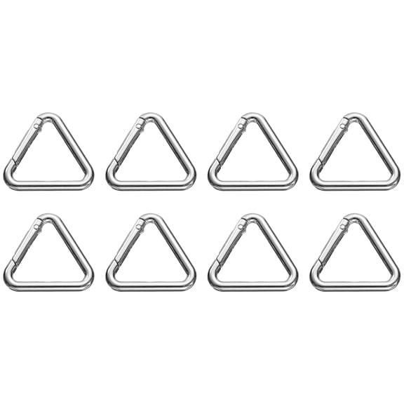 Uxcell 8 Pcs Triangle Spring Key Ring 1.6 Inch Metal Buckle Spring Snap Clip Trigger for Keychains Bags Purse Handbags Hanging Crafts DIY Accessories Decorations, Silver