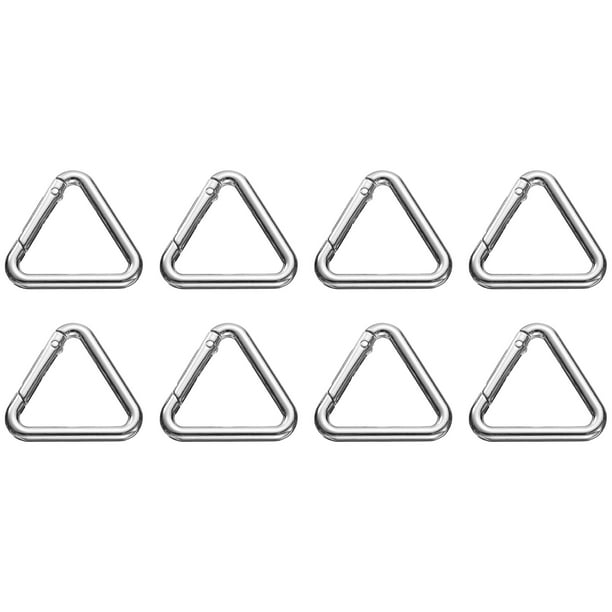 Uxcell 8 Pcs Anillo de Llave en Forma de Triángulo de 1.6 Pulgadas, Clip de Resorte de Metal para Llaveros, Bolsas, Carteras, Manualidades, Accesorios de Decoración, Plateado