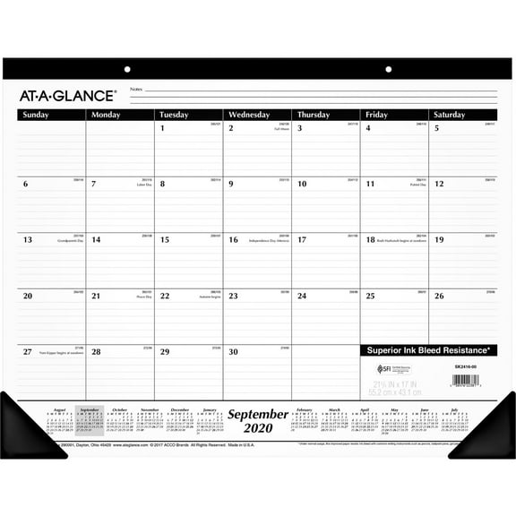 At-A-Glance 16-Month Monthly Desk Pad