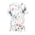 thumbnail image 4 of Tdoqot Womens Plus Size Floral Shirts- Casual Dressy Short Sleeve V-Neck Loose Summer Tops Blouse White Size XL, 4 of 4