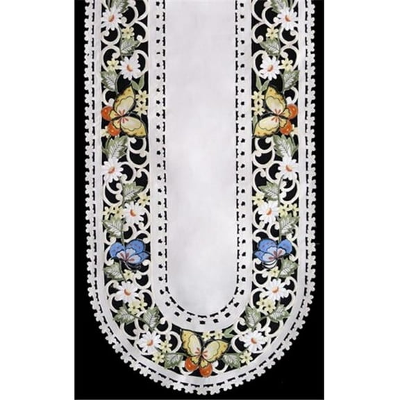 Sinobrite H7854-E Multicolor Butterfly Round Table Cloth- 68 x 68 in.