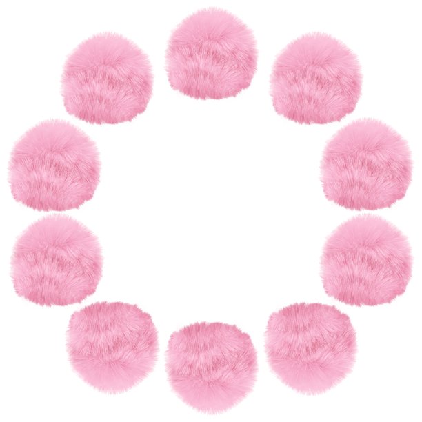 Uxcell 2 Pulgadas Bolas de Pom Pom de Piel Sintética, 10 Pcs Pom Poms Rosas para Sombreros con Bucle Elástico para Tejer DIY Sombreros Llaveros Bufandas Guantes Bolsas Zapatos