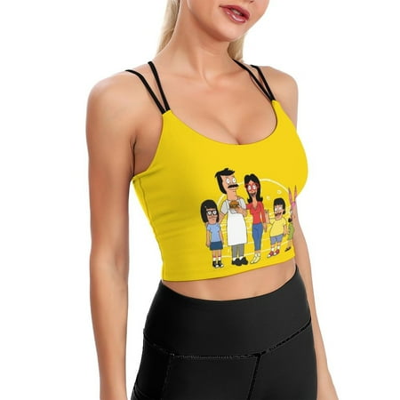 Belcher Family Bob s Burgers Sports Bra For Women Padded Crop Top Camisole Yoga Tank Top Vest Workout Tops Racerback With Built In Bra Activewear Fitness Gym