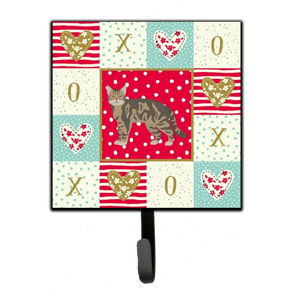 American Wirehair 1 Cat Love Leash or Key Holder Red