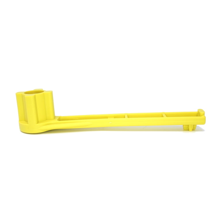 Non-Sparking Gas & Bung Wrench - 4-in-1 Tool For 15, 30, 55 Gallon Drums, Opens 2" & 3/4" Bungs, Emergency Gas Shut-Off, Yellow