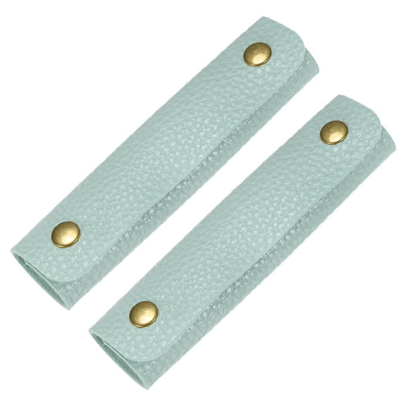 Uxcell 2Pcs Leather Handle Wrap with 2 Metal Clasps for Suitcases,Sky Blue