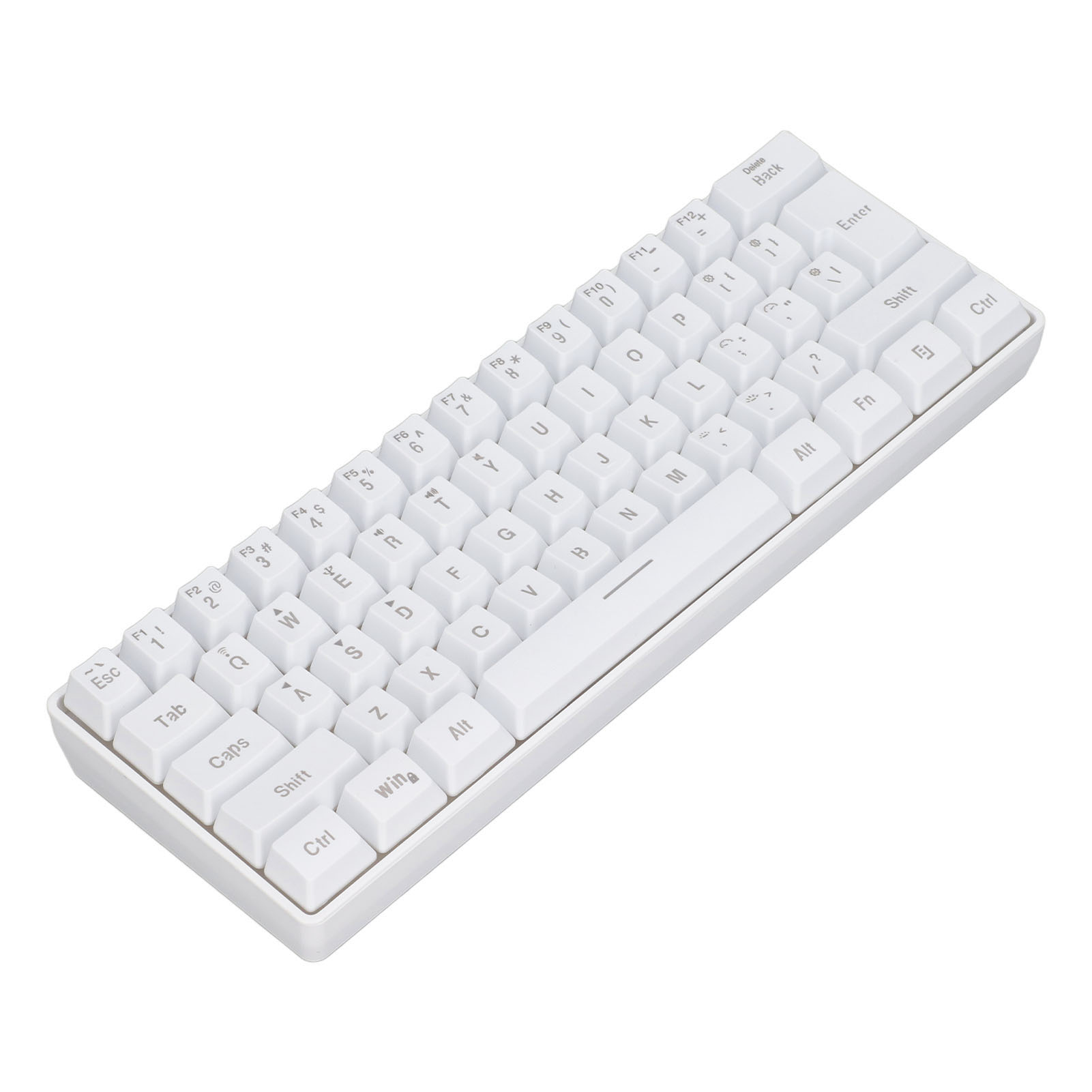 UsilkU L500 Wireless Bluetooth Wired Mechanical Gaming Keyboard, 61 Keys Silent Multiple RGB Backlight Custom Compact Mechanical Keyboard for Laptop Phone Tablet, White (12.60 x 5.12 in)