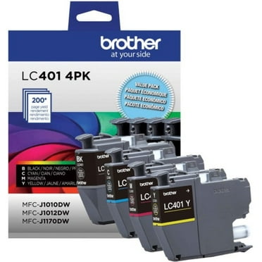 Brother LC401 Black/Cyan/Magenta/Yellow Standard Yield Ink Cartridges 4/Pack (LC4014PKS)