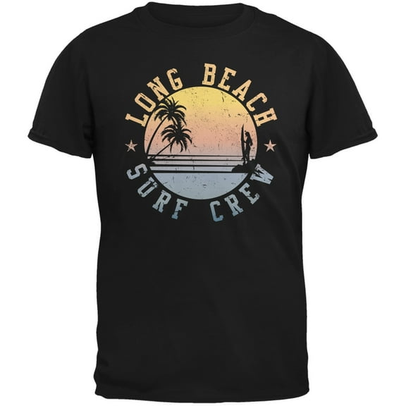 Long Beach Surf Crew Black Adult T-Shirt - Medium